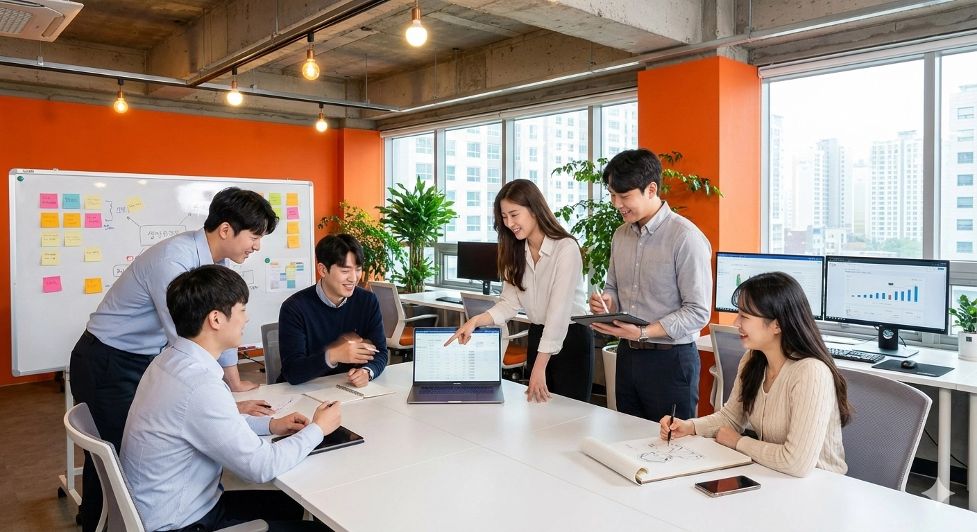 똑똑케어 사무실 또는 팀 협업 모습