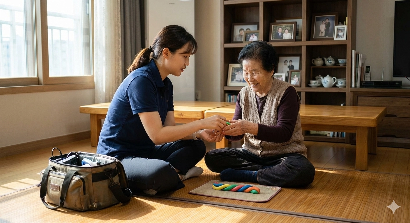 연세피지오 재활 전문가가 환자와 함께 운동하는 모습